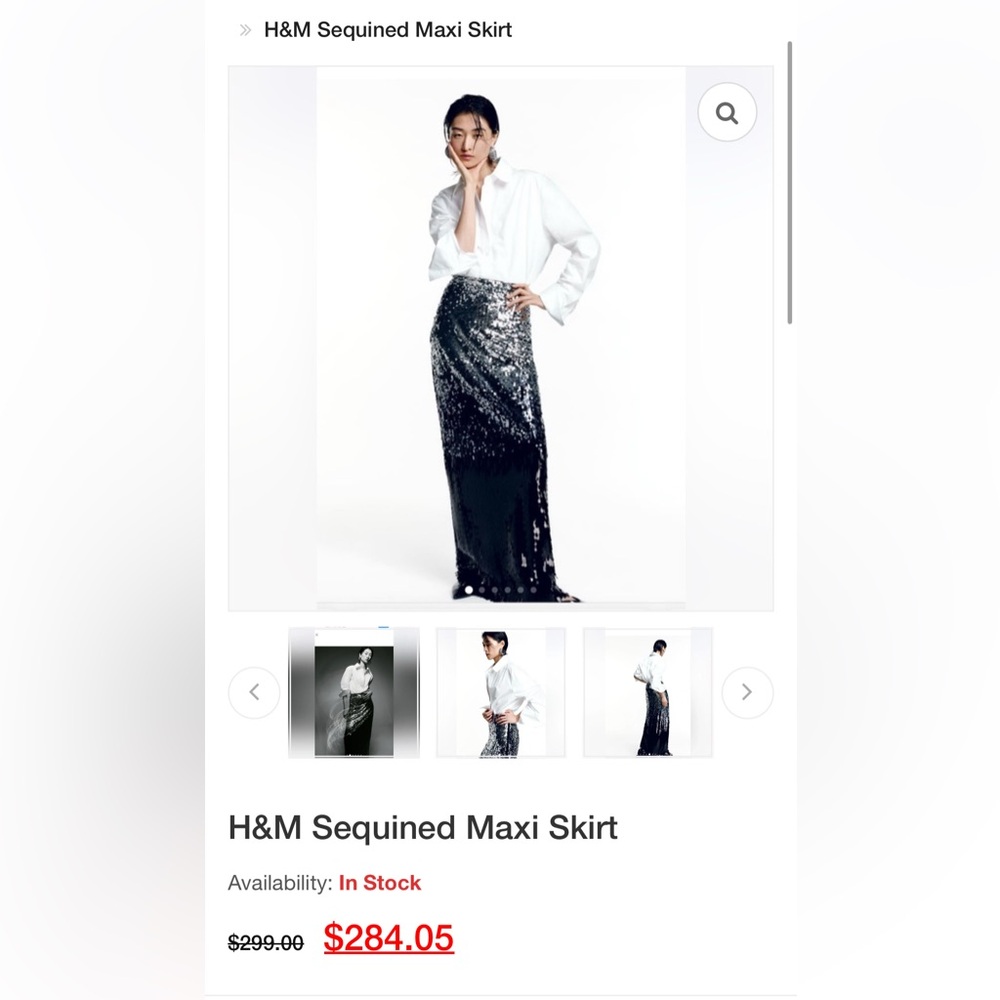 H&M Elegant Black and Silver Ling Black Tie Maxi Sequin Ball Skirt Small